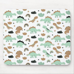 Cute Mint Green Dinosaur Pattern Mouse Pad