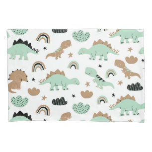 Cute Mint Green Dinosaur Pattern Pillowcase