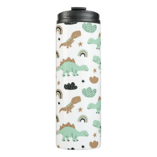 Cute Mint Green Dinosaur Pattern Thermal Tumbler