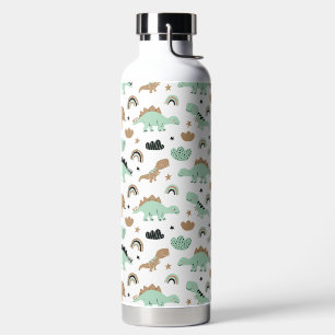 Cute Mint Green Dinosaur Pattern Water Bottle