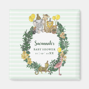 Cute Mint Green Gender Neutral Safari Baby Shower Magnet