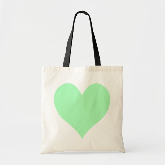 Cute Mint Green Heart Tote Bag (Front)