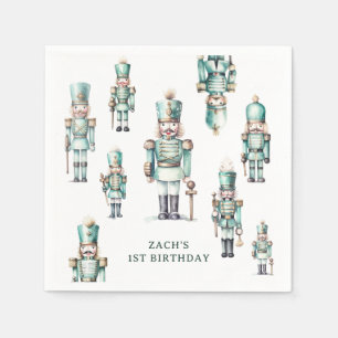Cute Mint Nutcracker Boy Birthday Party Napkin