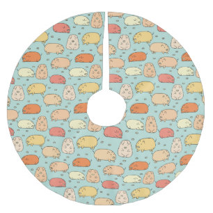 Cute Mint Pig Pattern Brushed Polyester Tree Skirt