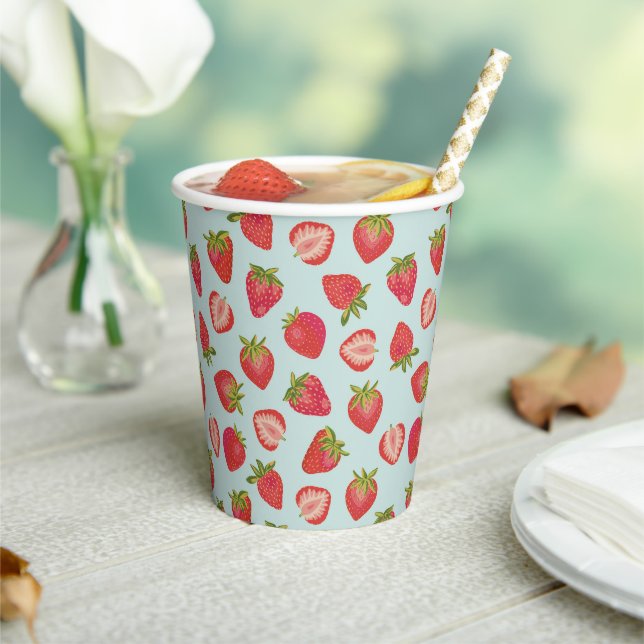 Cute Mint & Red Summer Strawberry Fruit Paper Cup (Insitu)