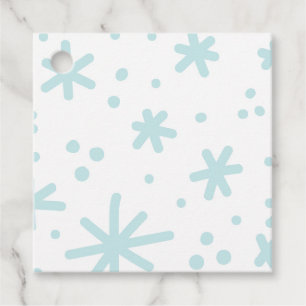 Cute Mint Snowy Snowflake Stars Favour Tags
