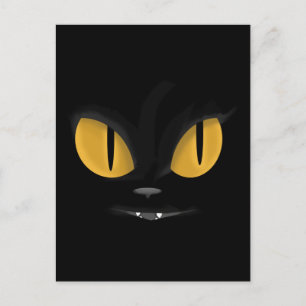 Cute Mischievous Black Cat with Fangs Postcard