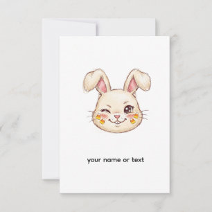 Cute Mischievous Winking Bunny Candy Corn Face Pai Thank You Card