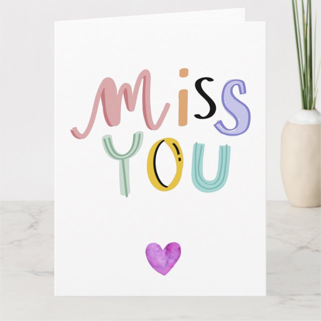 Cute Miss You Card, Greeting Cards, Love Card (Front)