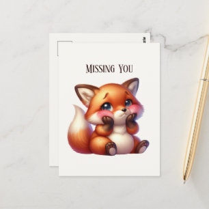 Cute Missing you fox Postcard