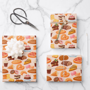 cute mixed baking products party tiled pattern wrapping paper sheet