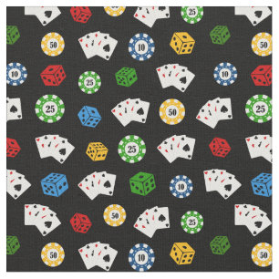 Cute mixed casino gambling pattern material fabric