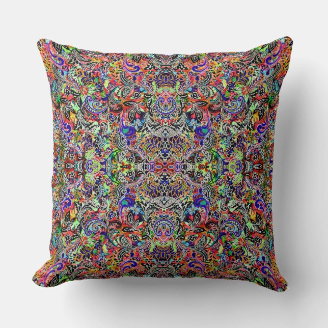 Cute mixed colourful flowers patterns cushion (Front)