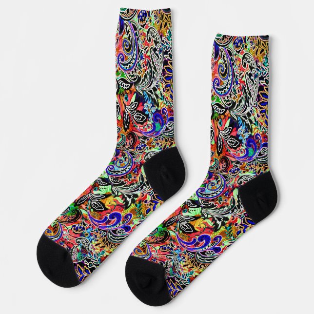 Cute mixed colourful flowers patterns socks (Left)