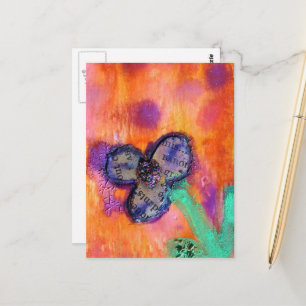 Cute Mixed Media Flower Collage Postcard