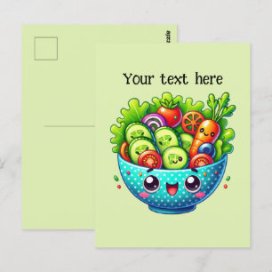 Cute mixed vegetable customise postcard