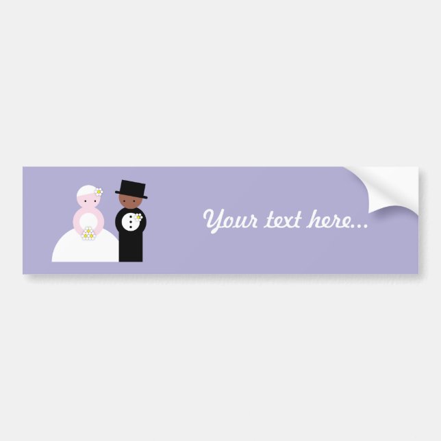 Cute mixed wedding couple bumper sticker (Front)
