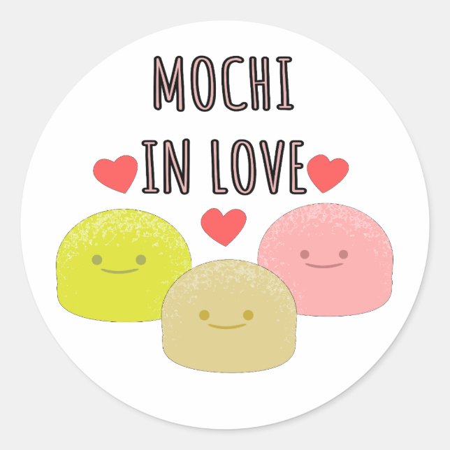 Cute Mochi Cartoon Drawings  Classic Round Sticker (Front)