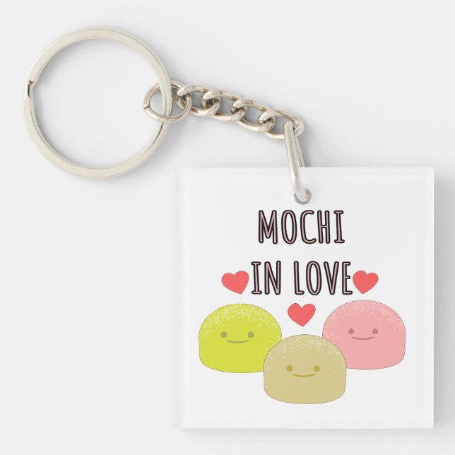 Cute Mochi Cartoon Drawings Key Ring (Front)