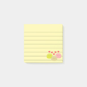 Cute Mochi Cartoon Drawings Lined 3x3 Post-it Notes