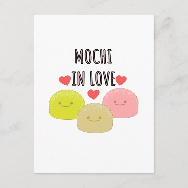 Cute Mochi Cartoon Drawings Postcard (Front)