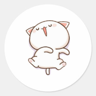 Cute Mochi Peach Cat Classic Round Sticker