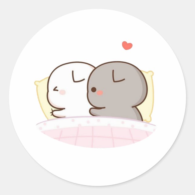 Cute Mochi Peach Cat Classic Round Sticker (Front)