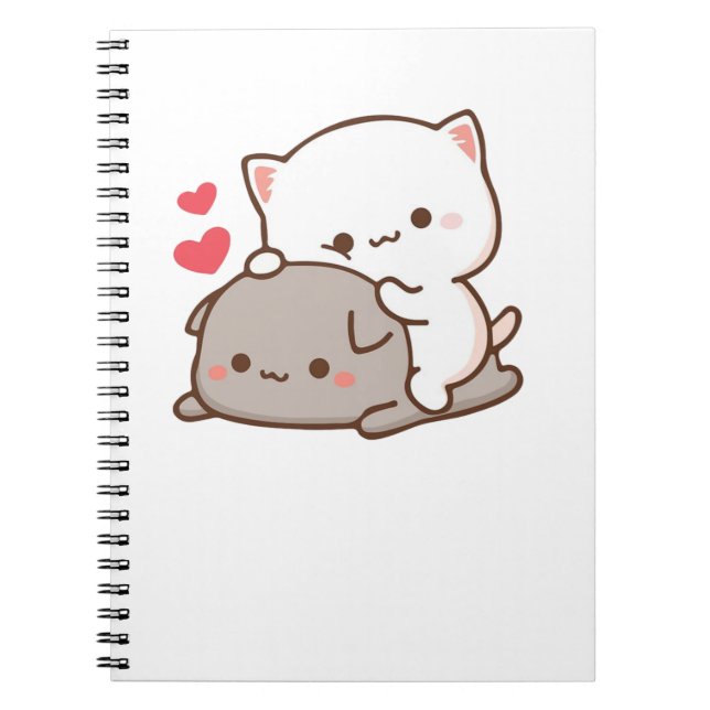 Cute Mochi Peach Cat Notebook (Front)