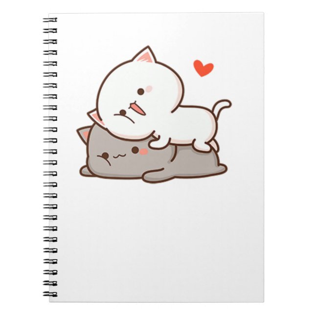 Cute Mochi Peach Cat Notebook (Front)