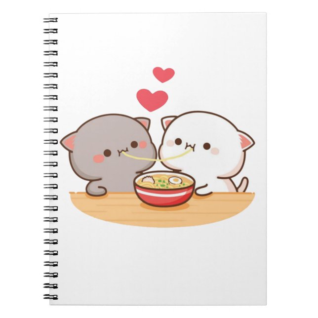 Cute Mochi Peach Cat Notebook (Front)