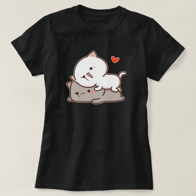 Cute Mochi Peach Cat T-Shirt (Design Front)