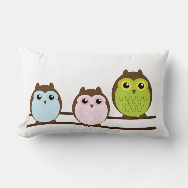Cute Mod Chic Classy Destiny Owl Lumbar Cushion (Front)