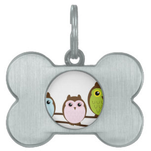 Cute Mod Chic Classy Destiny Owl Pet ID Tag
