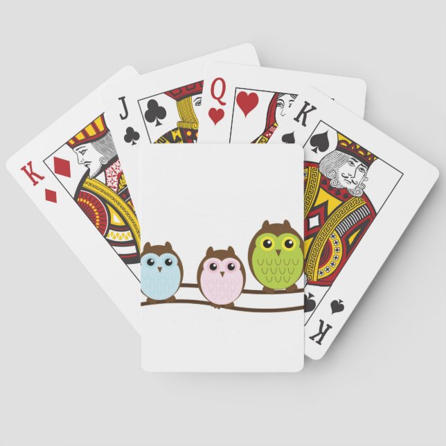 Cute Mod Chic Classy Destiny Owl Playing Cards (Back)