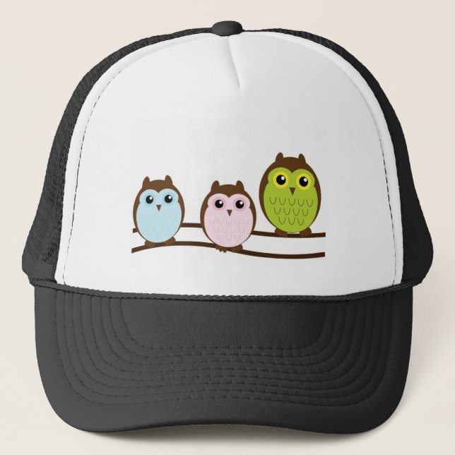 Cute Mod Chic Classy Destiny Owl Trucker Hat (Front)