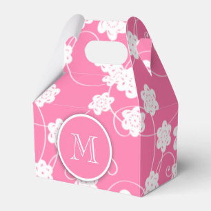 Cute Mod Pink Flowers Pattern, Your Initial Favour Box
