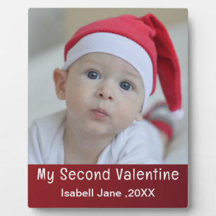 Cute Modern 2nd Valentine's Day Personalise Photo  Plaque