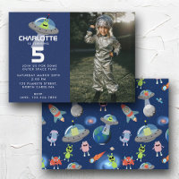 Cute Modern Alien Monster Space Birthday Photo