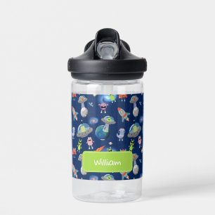 Cute Modern Alien Monsters Space Kids School Water Bottle