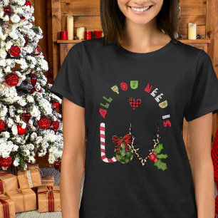 Cute Modern All You Need Is Love Christmas Womens T-Shirt