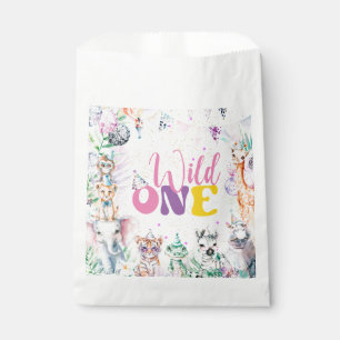Cute Modern Animals Safari Wild One Birthday Party Favour Bag