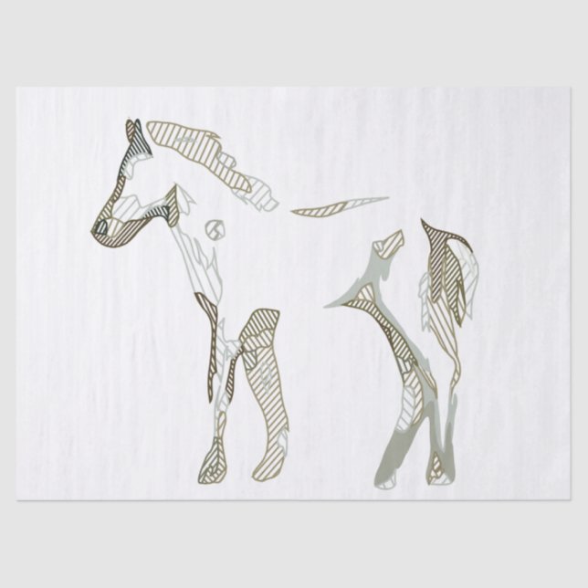 Cute Modern Art Foal Horse Drawing Minimal Nursery Tissue Paper (Front)