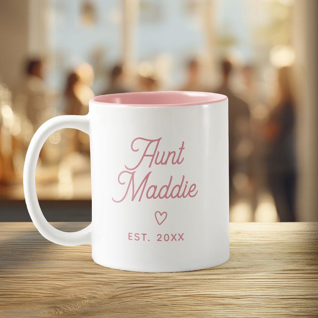 Cute Modern Baby Announcement Aunt Pregnancy  Two-Tone Coffee Mug (Creator Uploaded)