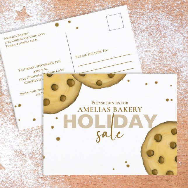 Cute Modern Bakery Sale Whimsical Cookie Postcard (Creator Uploaded)