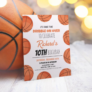 Cute Modern Basketball Budget Birthday Invitation