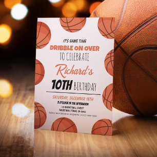 Cute Modern Basketball Sports Kids Birthday Invitation