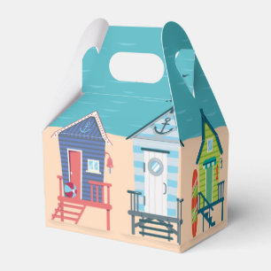 Cute Modern Beach Huts Summer Holiday Art Favour Box
