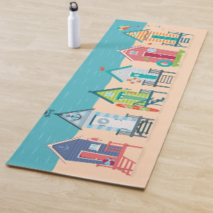 Cute Modern Beach Huts Summer Holiday Art Yoga Mat