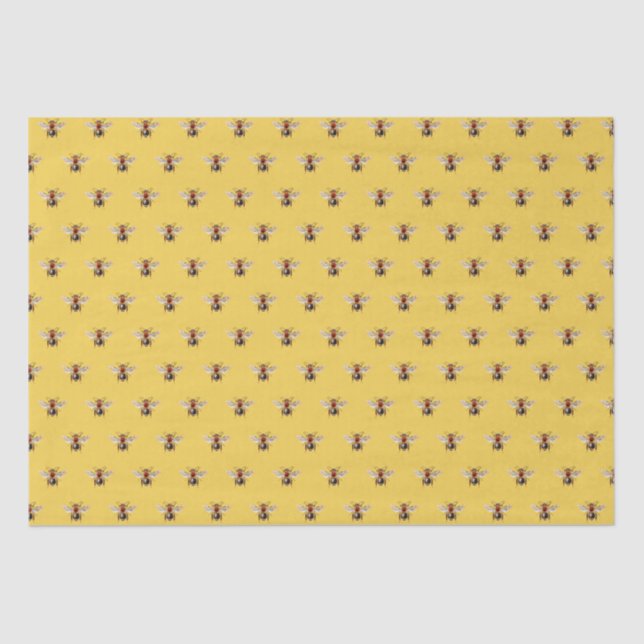 Cute Modern Bee Pattern Yellow Tissue Paper (Front)