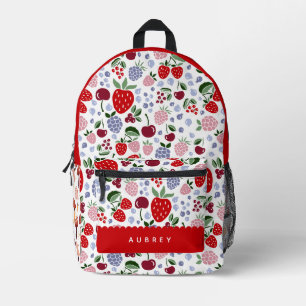 Cute Modern Berries & Cherry Pattern Printed Backpack